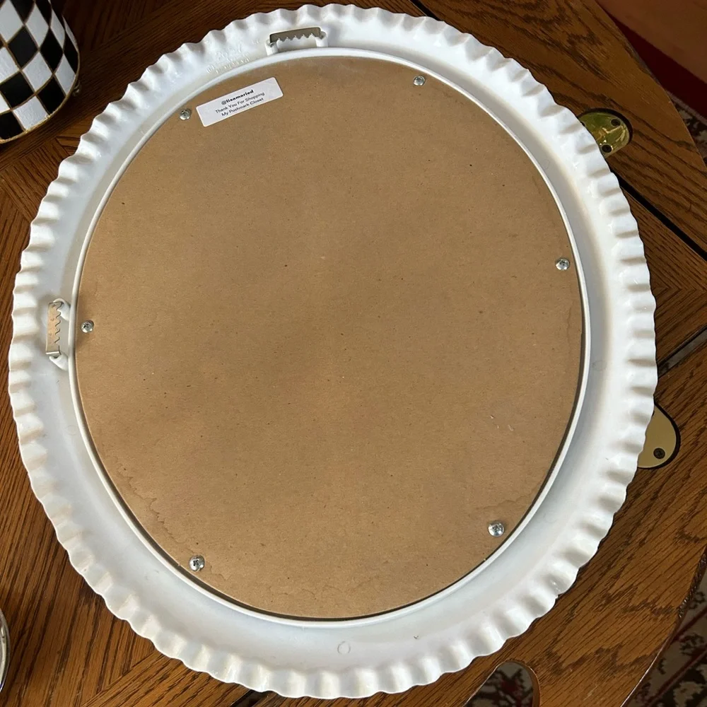 Vintage Oval White Hobnail Mirror